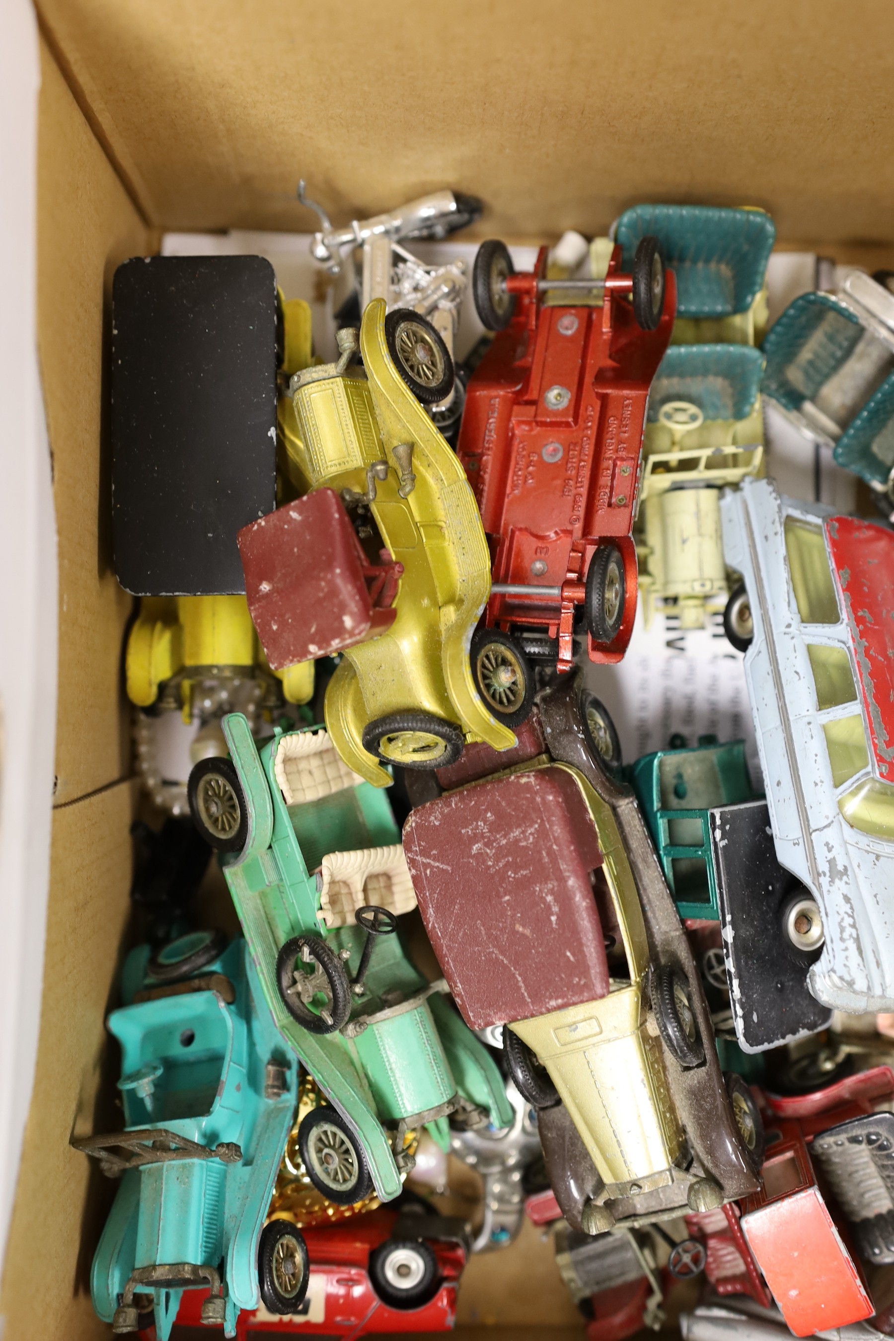 A collection of various die-cast cars